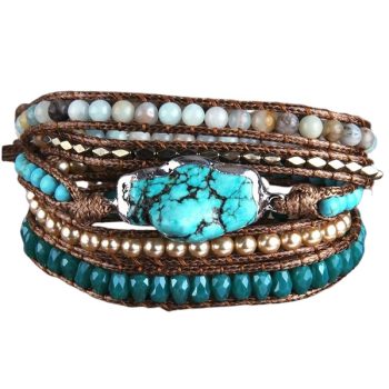   Türkiz Howlit Ásvány Karkötő ~85cm (+10cm Állítási Lehetőség)