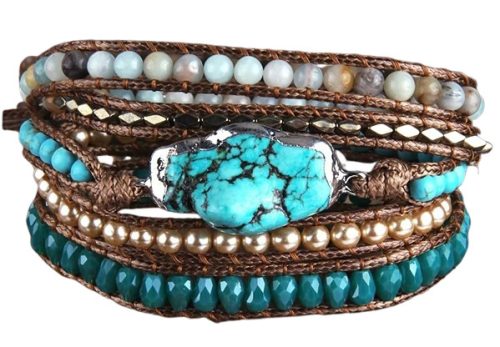 Türkiz Howlit Ásvány Karkötő ~85cm (+10cm Állítási Lehetőség)