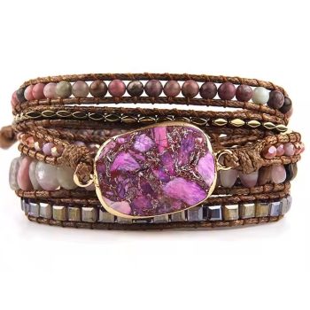   Rózsaszín Tengeri Jáspis Regalit Ásvány Karkötő ~85cm (+10cm Állítási Lehetőség)