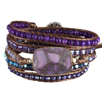   Lila Tengeri Jáspis Regalit Ásvány Karkötő ~85cm (+10cm Állítási Lehetőség)