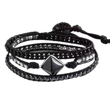   Fekete Achát Ásvány Karkötő ~50cm (+10cm Állítási Lehetőség)