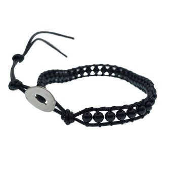   Fekete Ónix Achát Ásvány Karkötő ~19cm (+8cm Állítási Lehetőség)