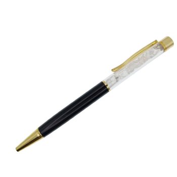   Hegyikristály Ásványtörmelékkel Töltött Fekete-Arany Színű Golyóstoll