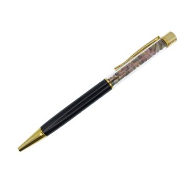   Színes Turmalin Ásványtörmelékkel Töltött Fekete-Arany Színű Golyóstoll