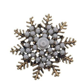 Bronz Színű Szintetikus Kagyló Hópehely Bross Kitűző