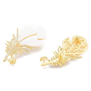   18K Aranyozott Cirkónia Strasszos Kagyló Berakásos Toll Bross Kitűző