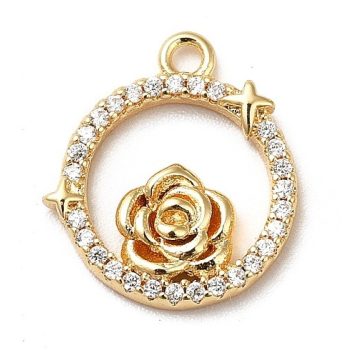 18K Aranyozott Cirkónia Strasszos Rózsa Virág Charm