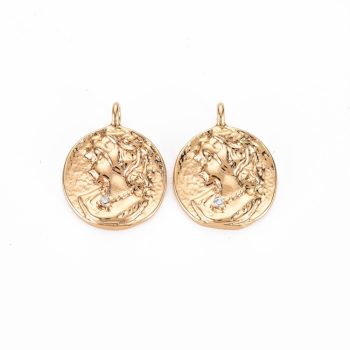 18K Aranyozott Cirkónia Strasszos Hölgy Portré Charm