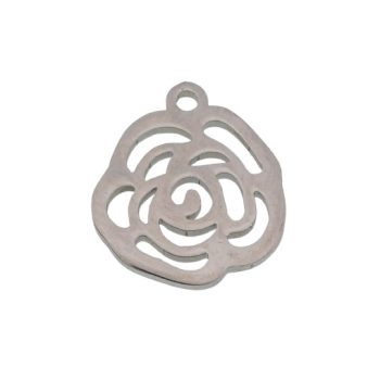 Ezüst Színű Nemesacél Rózsa Szegfű Virág Charm