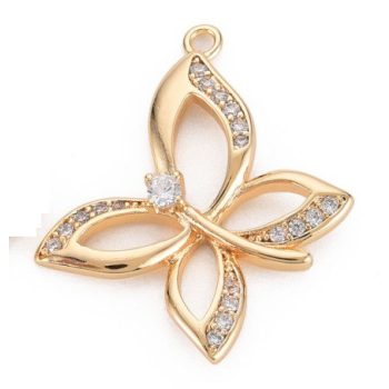 Arany Színű Cirkónia Strasszos Lepke Pillangó Charm