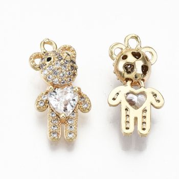 18K Aranyozott Cirkónia Strasszos Medve Maci Szív Charm
