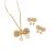 Arany Színű Nemesacél Cirkónia Strasszos Masni Nyaklánc, Fülbevaló Ékszer Szett