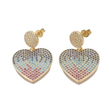 Arany Színű Cirkónia Strasszos Szív Fülbevaló