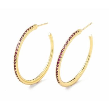 Arany Színű Rózsaszín Cirkónia Strasszos Fülbevaló