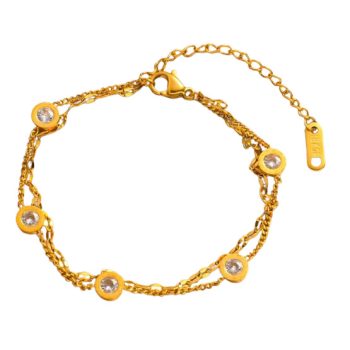   Arany Színű Nemesacél Cirkónia Strasszos "12 Hónap" Karlánc