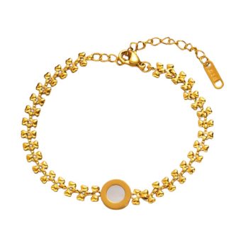 Arany Színű Nemesacél Gyöngyház Berakásos Karlánc