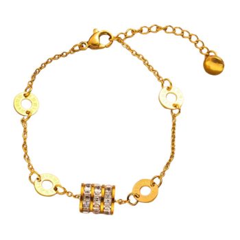   Arany Színű Nemesacél Cirkónia Strasszos "12 Hónap" Karlánc