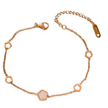   Rózsaarany Rose Gold Fehér Színű Gyöngyház Lóhere Karlánc