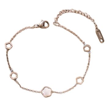 Ezüst-Fehér Színű Gyöngyház Lóhere Karlánc