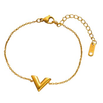 Arany Színű Nemesacél V Betűs Karlánc