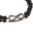 Fekete Színű Nemesacél Cirkónia Strasszos Végtelen Jel Csúszócsomós Állítható Karkötő