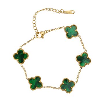 Arany Zöld Színű Gyöngyház Lóhere Karlánc