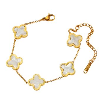 Arany Fehér Színű Gyöngyház Lóhere Karlánc