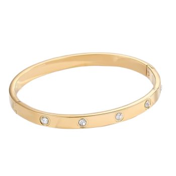   Arany Színű Nemesacél Cirkónia Strasszos Karkötő Karperec