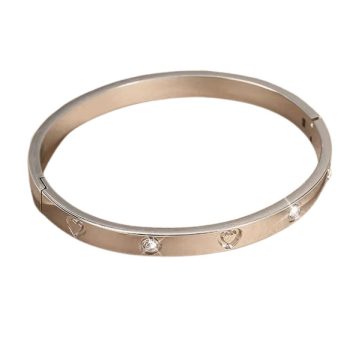   Ezüst Színű Nemesacél Cirkónia Strasszos Karkötő Karperec