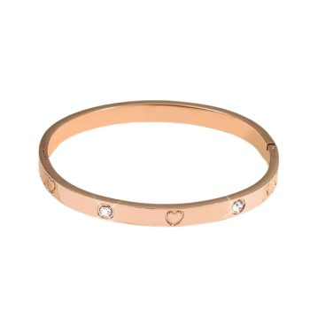   Rózsaarany Rose Gold Színű Nemesacél Cirkónia Strasszos Karkötő Karperec