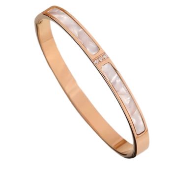   Rózsaarany Rose Gold Színű Nemesacél Cirkónia Strasszos Karkötő Karperec