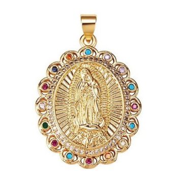 18K Aranyozott Cirkónia Strasszos Szűz Mária Medál