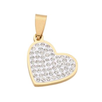 Arany Színű Nemesacél Strasszos Szív Medál