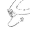 Ezüst Színű Nemesacél Cirkónia Strasszos Dupla Nyaklánc