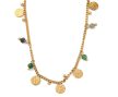 14K Aranyozott Nemesacél Afrikai Türkiz Ásvány Nyaklánc