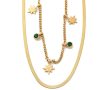 14K Aranyozott Nemesacél Csillag Cirkónia Strasszos Dupla Nyaklánc