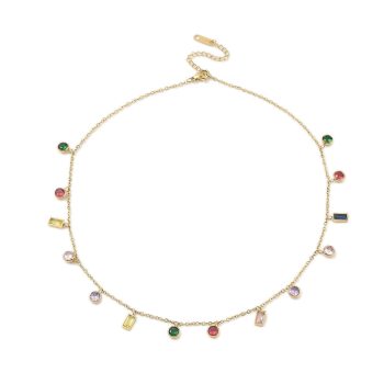 18K Aranyozott Nemesacél Cirkónia Strasszos Nyaklánc