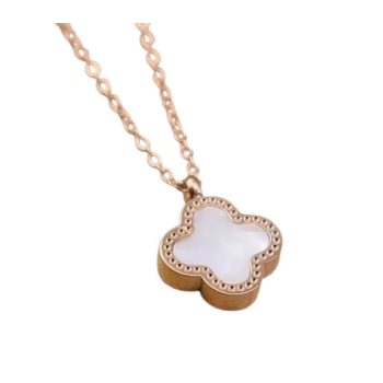 Arany-Fehér Színű Gyöngyház Lóhere Nyaklánc