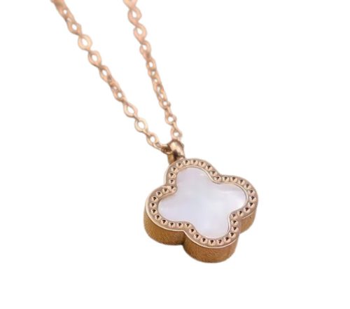 Arany-Fehér Színű Gyöngyház Lóhere Nyaklánc